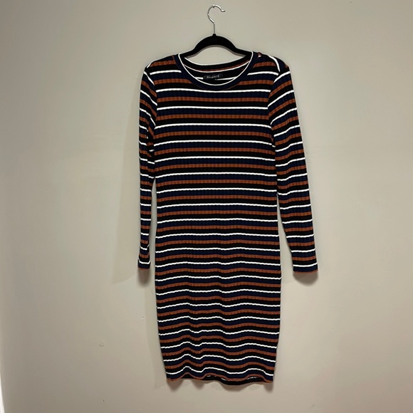 Dynamite Striped Midi Dress with Long Sleeves - Picture 1 of 5